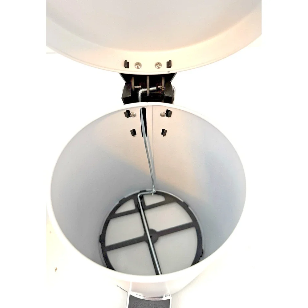 Small Metal White 2 Liter Step Trash Can with Removable Liner 9.5